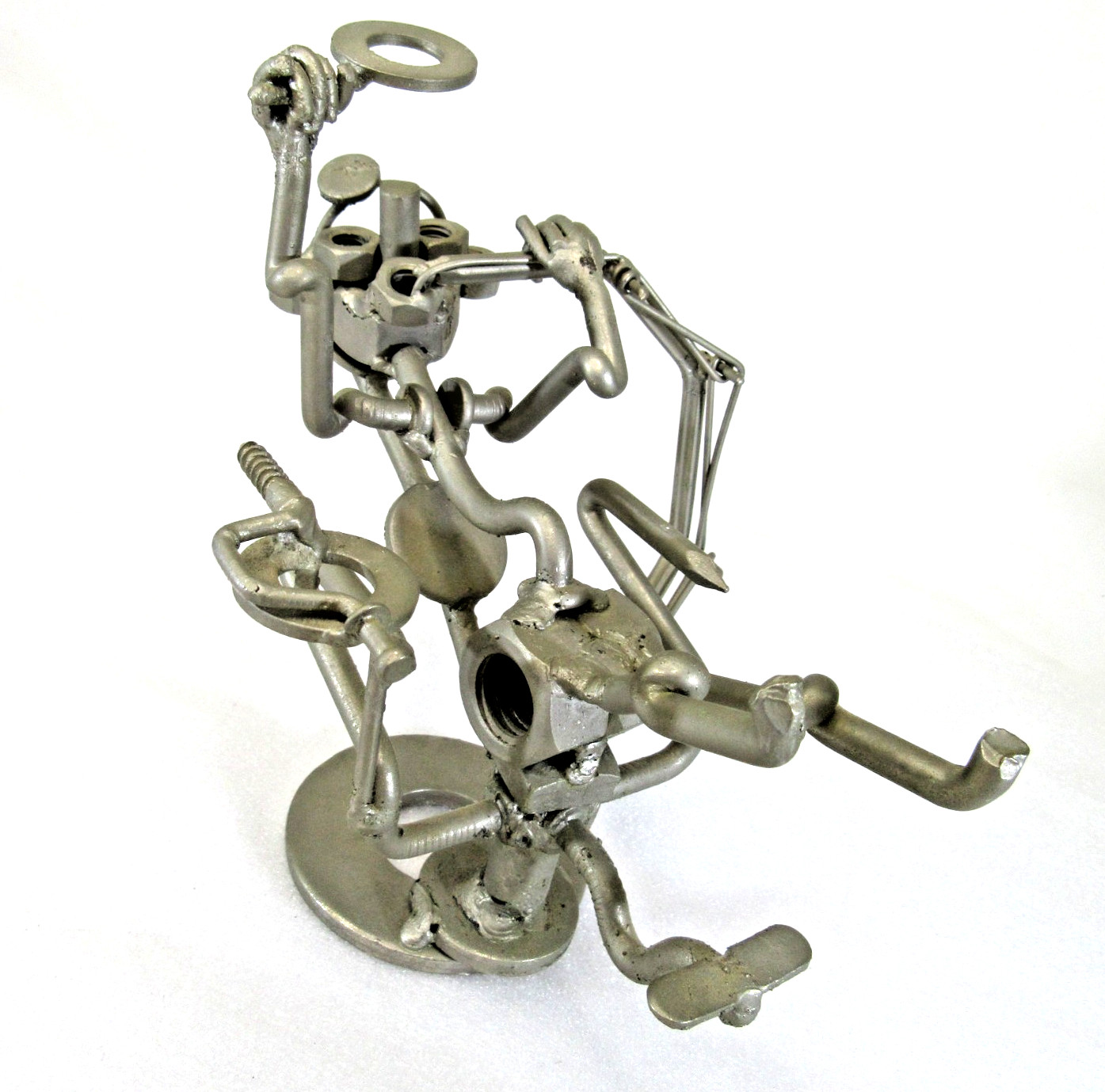 Dentist Brutalist nuts & bolts wire metal Sculpture nail art dental figurine vtg