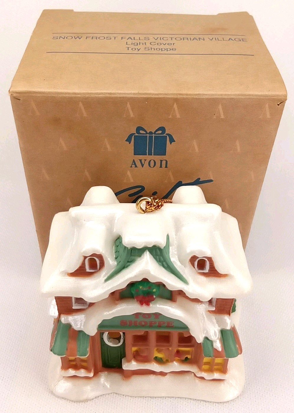 Vintage Avon Snow Frost Falls Toy Shoppe Christmas Light Cover With Original Box