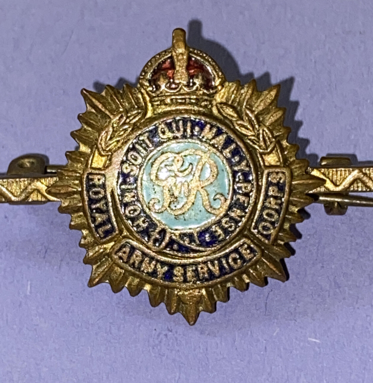 c.WWII King's Crown Royal Army Service Corps Sweetheart Brooch - Width 4cm c.WWII King's Crown Royal Army Service Corps Sweetheart Brooch - Width 4cm