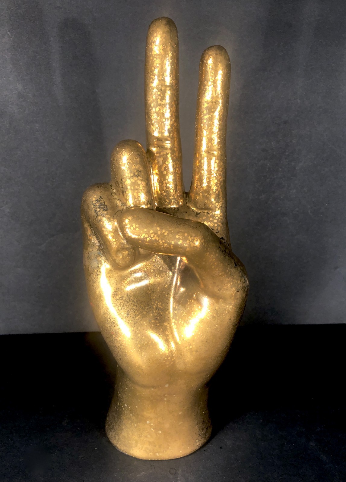 Vintage Peace Sign Hand Figure Gold In Color