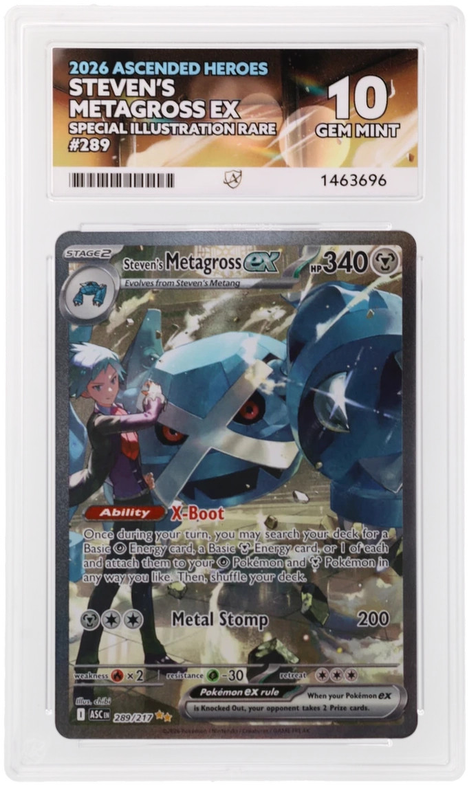 Steven’S Metagross EX 289/217 ACE 10 Ascended Heroes Pokemon Card Game Steven’S Metagross EX 289/217 ACE 10 Ascended Heroes Pokemon Card Game