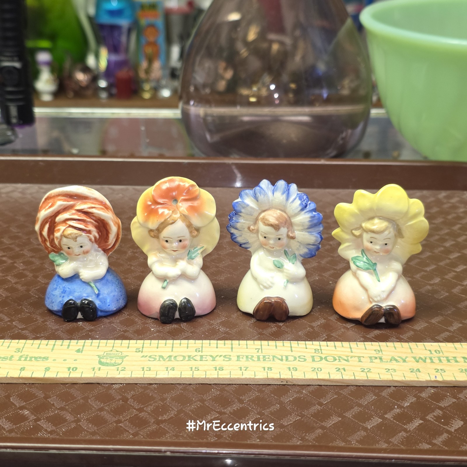 Vtg Goebel Germany Flower Girls Kids Pixies Salt Pepper Shakers Anthropomorphic