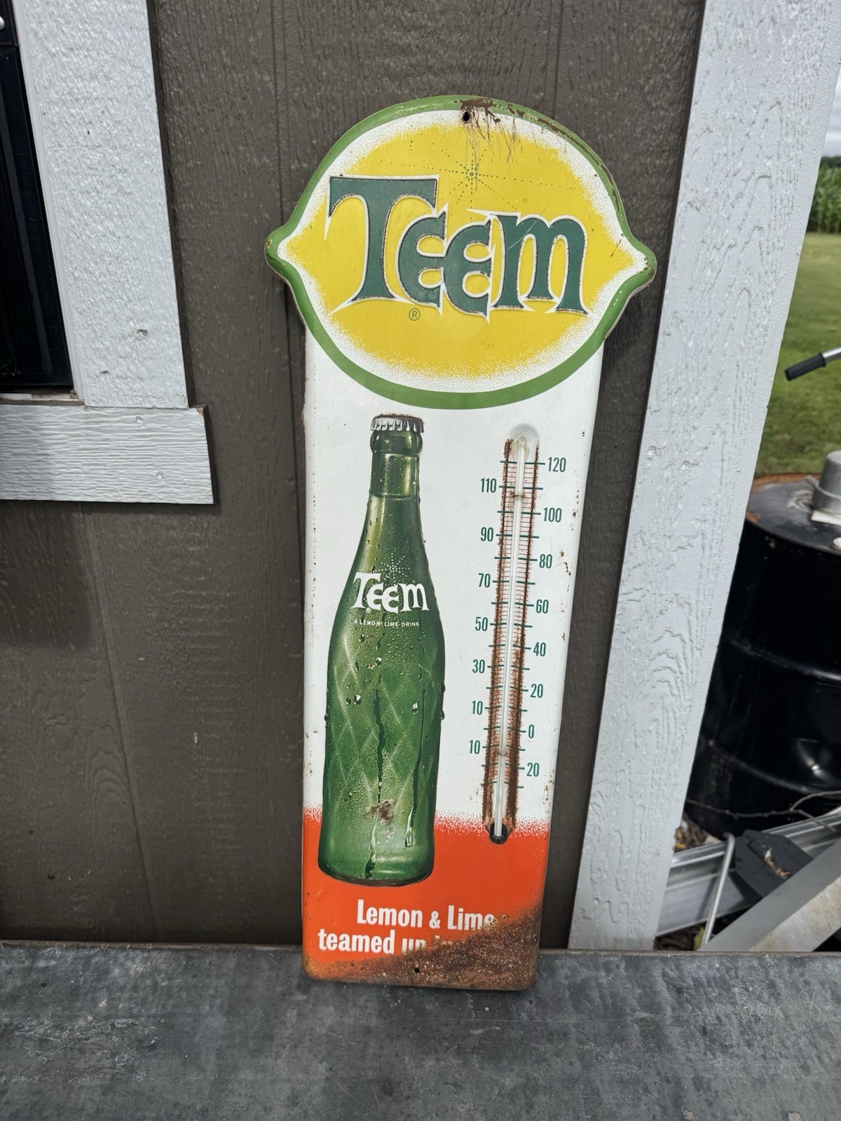 Vintage Advertising TEEM Soda Tin Wall Thermometer
