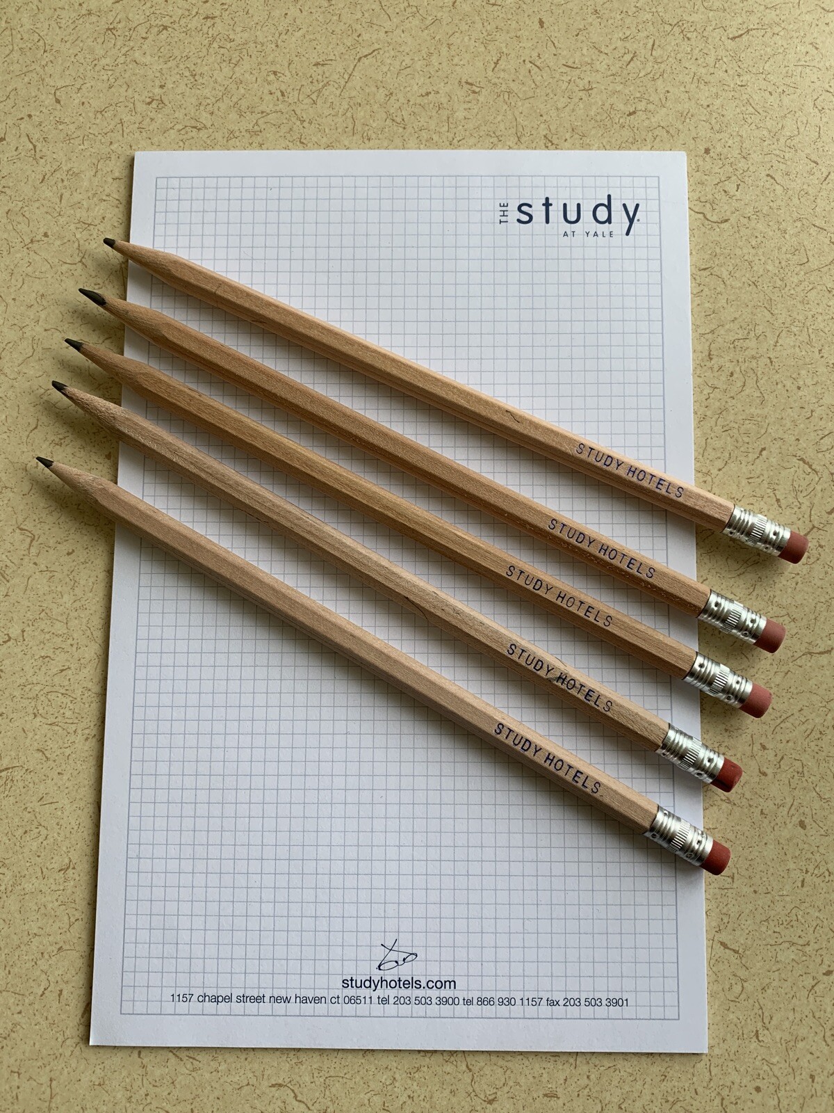 L@@K 5 Pencils & 1 Notepad  The Study At Yale Luxury Hotel, New Haven. Smart