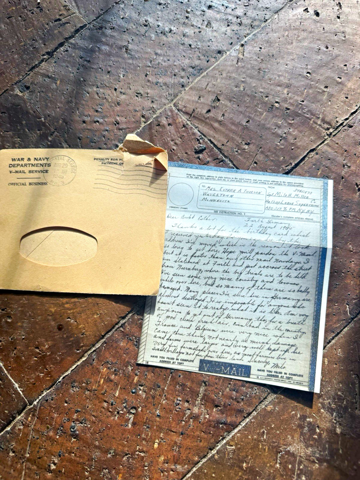 1945 WWII V-Mail Nuremberg Soldier Letter Germany War Original Envelope WW2 1945 WWII V-Mail Nuremberg Soldier Letter Germany War Original Envelope WW2