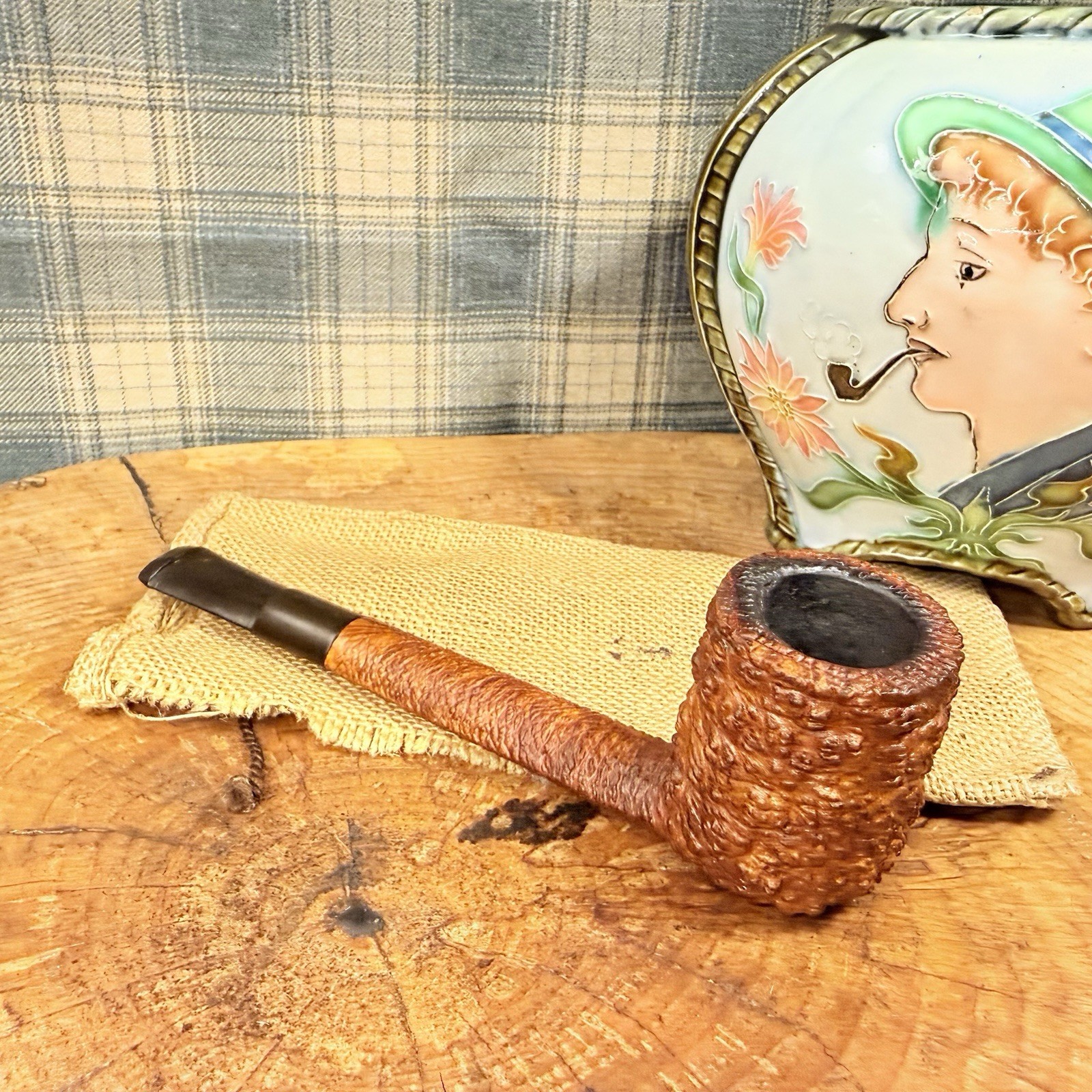 SAVINELLI  PUNTO ORO - Lumberman 803 KS Briar Estate Tobacco Pipe & Vintage Sock