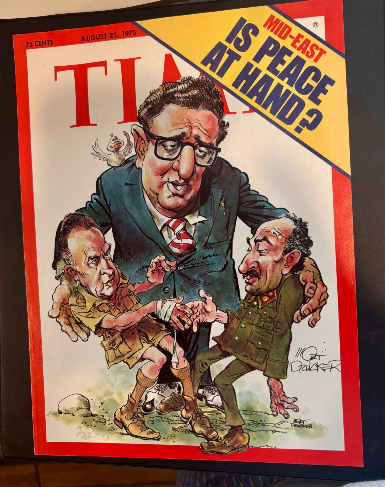 Vintage hand signed Mad mag cover Mort Drucker 8/25/75 middle east peace