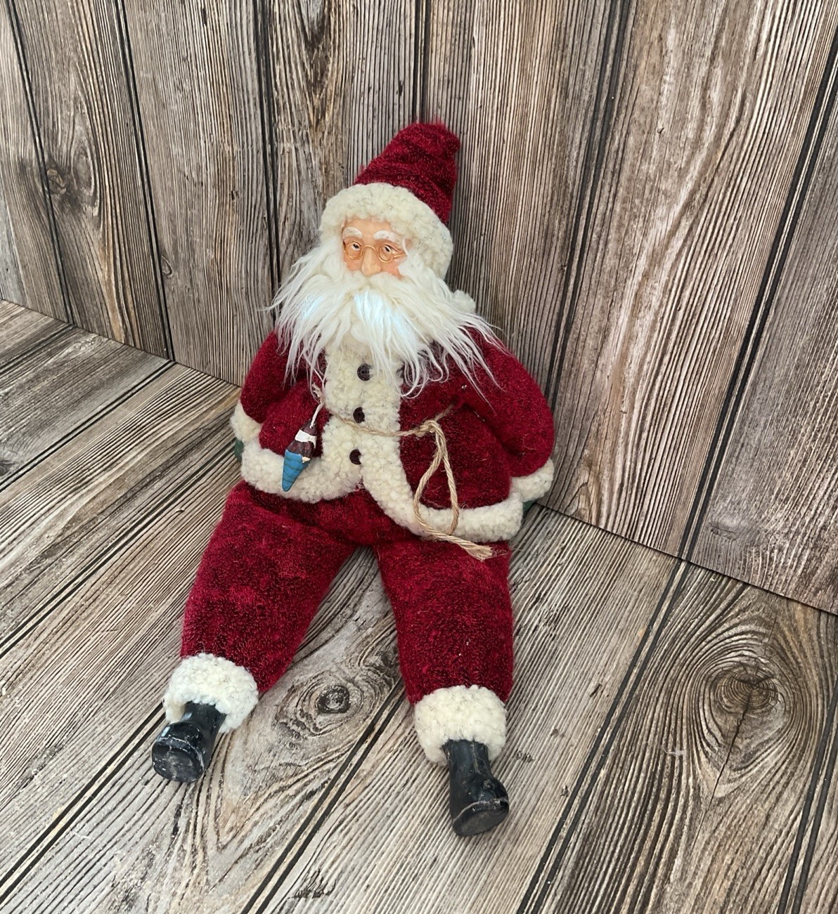Primitive Folk Art Santa Doll Rustic Country Christmas Red 15” Tall Primitive Folk Art Santa Doll Rustic Country Christmas Red 15” Tall