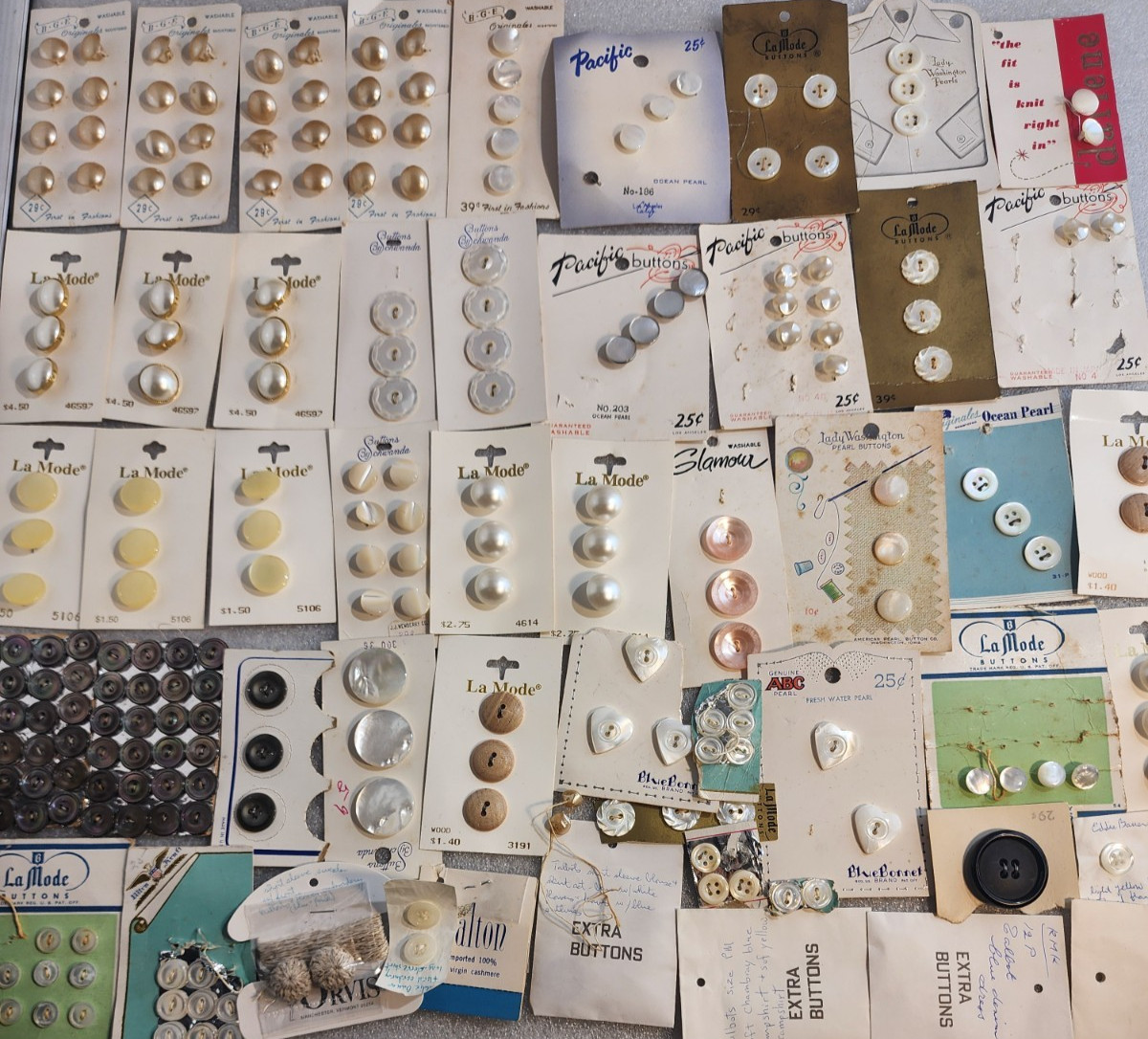 Vintage Large Lot of NEW Antique Buttons on Cards - Mixed 50 Cards