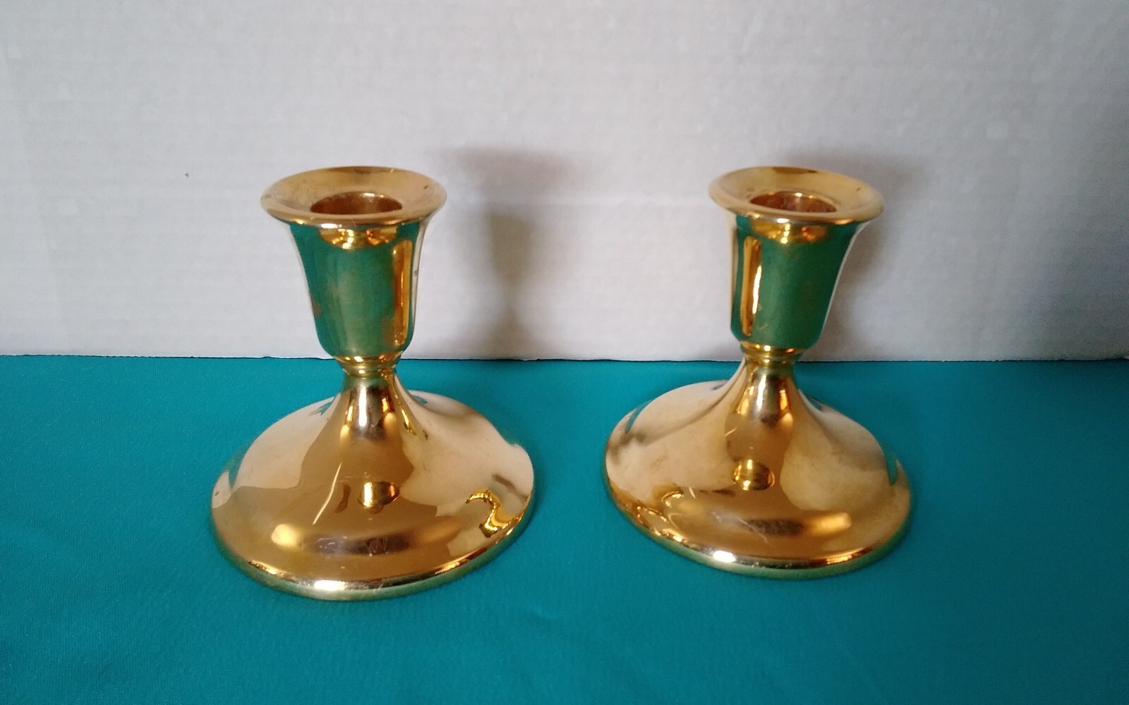 Vintage Pair (2) International Silver Co Brass Candlesticks Holders