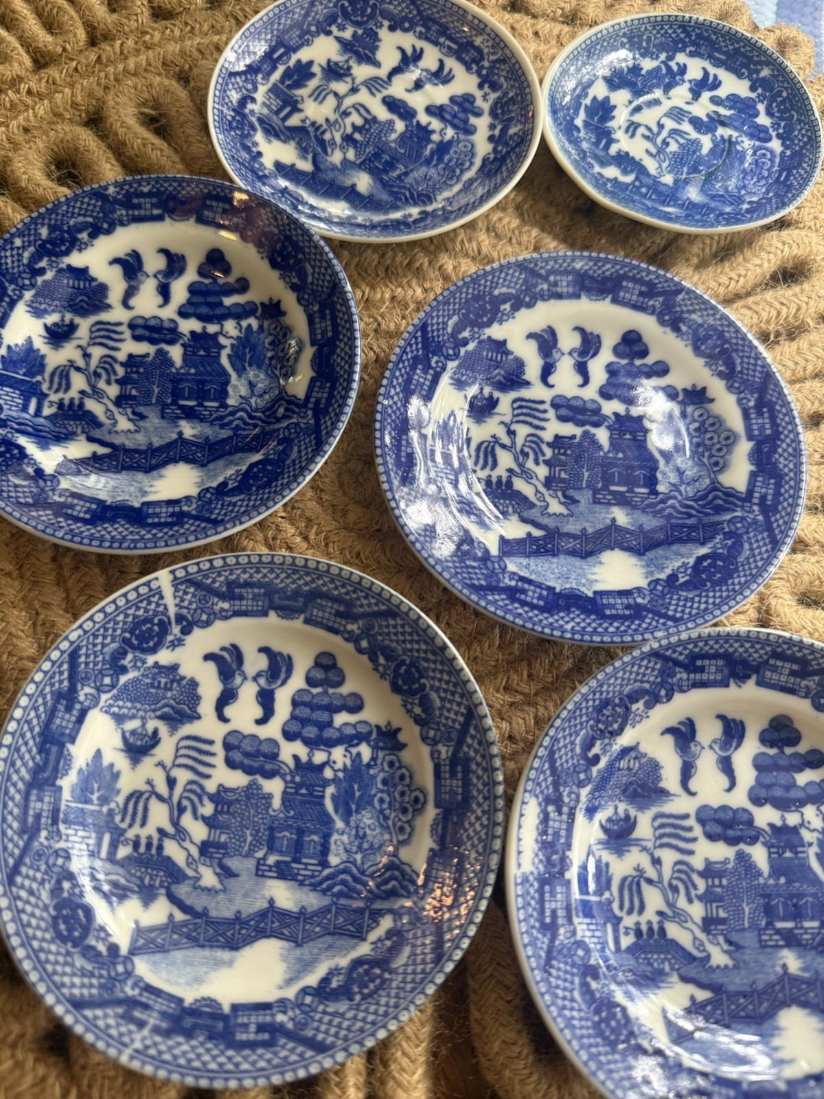 Vintage Blue Willow Butter Pat Lot Of 6 Occupied Japan Vintage Blue Willow Butter Pat Lot Of 6 Occupied Japan