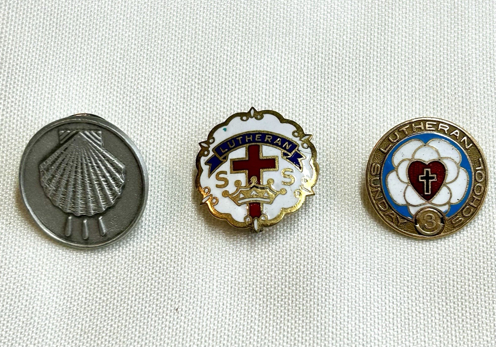 Lot Lutheran Pins Sunday School Gold Filled 1/20/10K Vintage Brotherhood Lapel