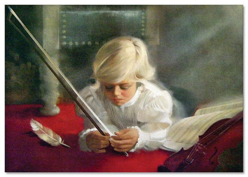 Lovely children-flowers of life Cute Boy music KIDS ART NEW modern Postcard Lovely children-flowers of life Cute Boy music KIDS ART NEW modern Postcard