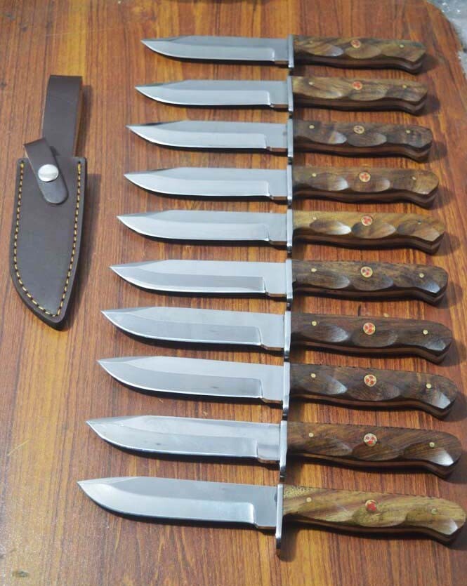 Lot x 5 Pcs  Handmade D2 steel hunting skinner knife with wood handle & sheath