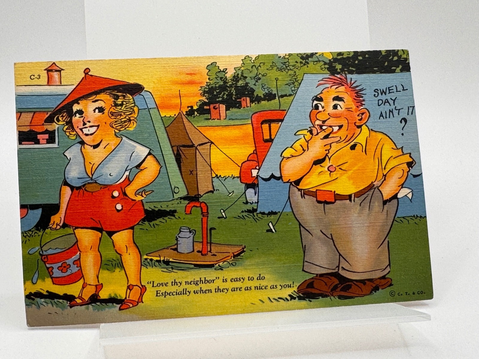 1943 WWII C.T. Comfort Comics C-3 Postcard Love Thy Neighbor Military Humor 1943 WWII C.T. Comfort Comics C-3 Postcard Love Thy Neighbor Military Humor