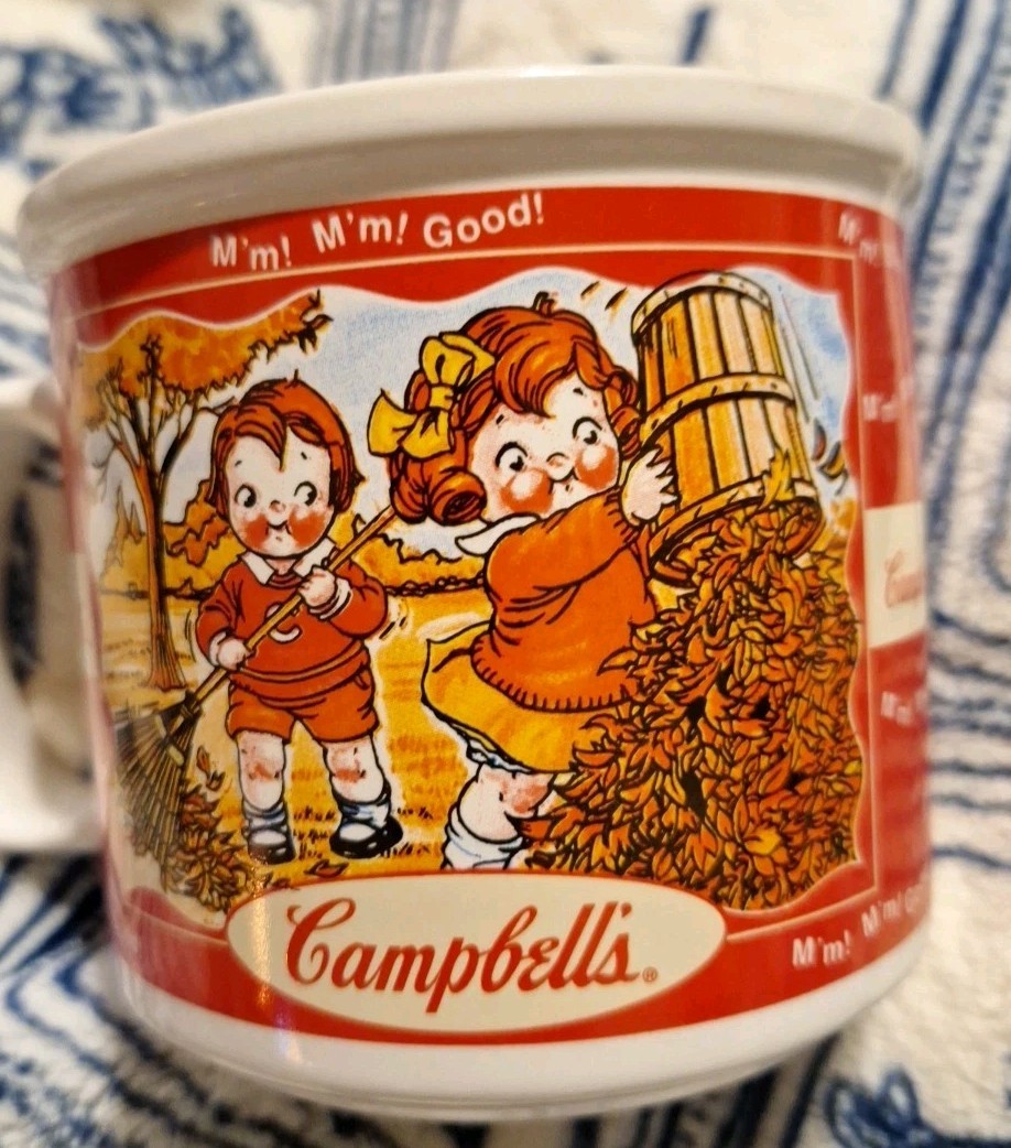 Campbell’s Kid's Ceramic Soup Cup Mug Fall Winter Holiday #21199 Y2K Vintage