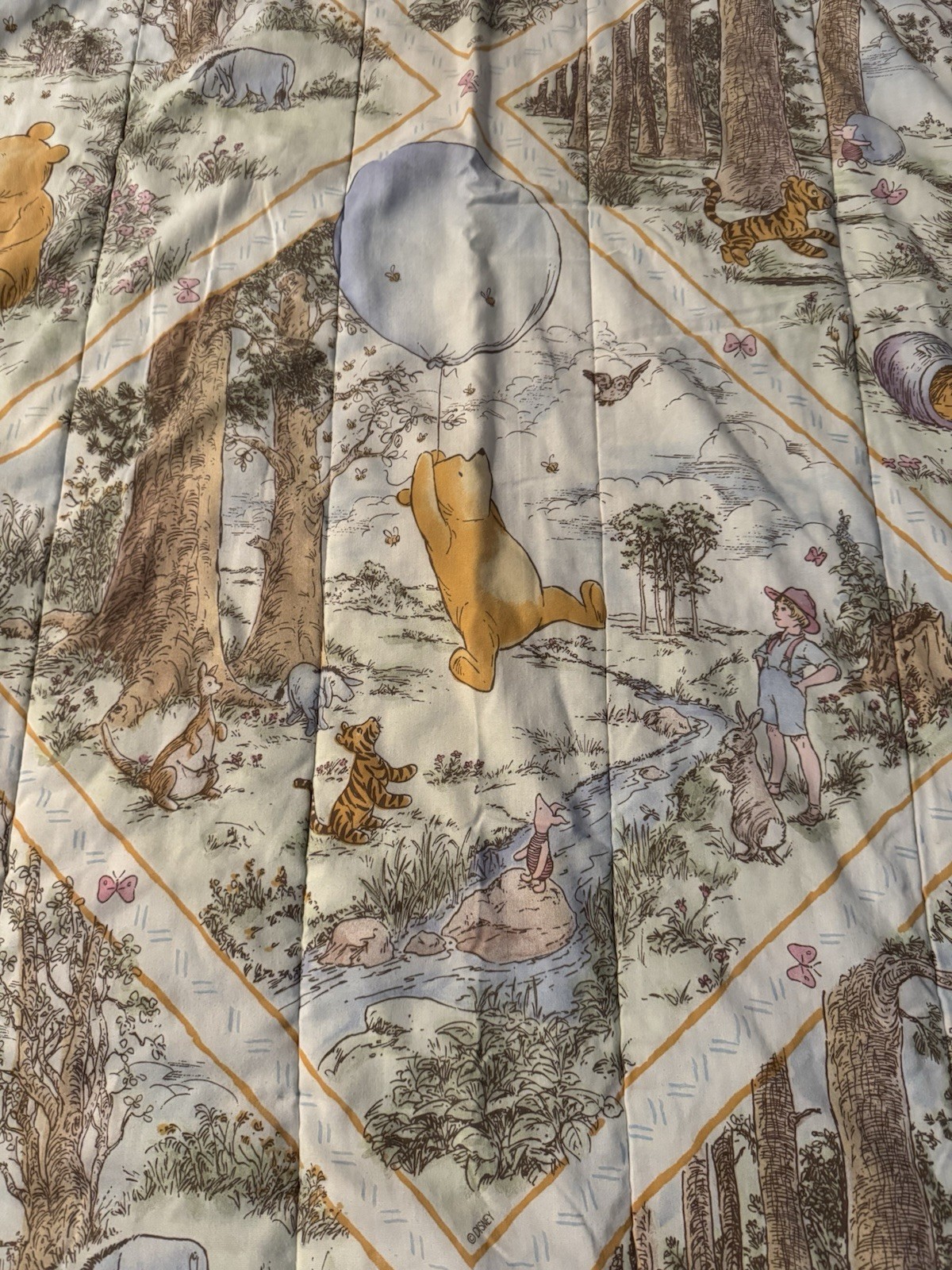 Vtg Disney Classic Winnie the Pooh Hundred Acre Wood Four Season Queen Comforter