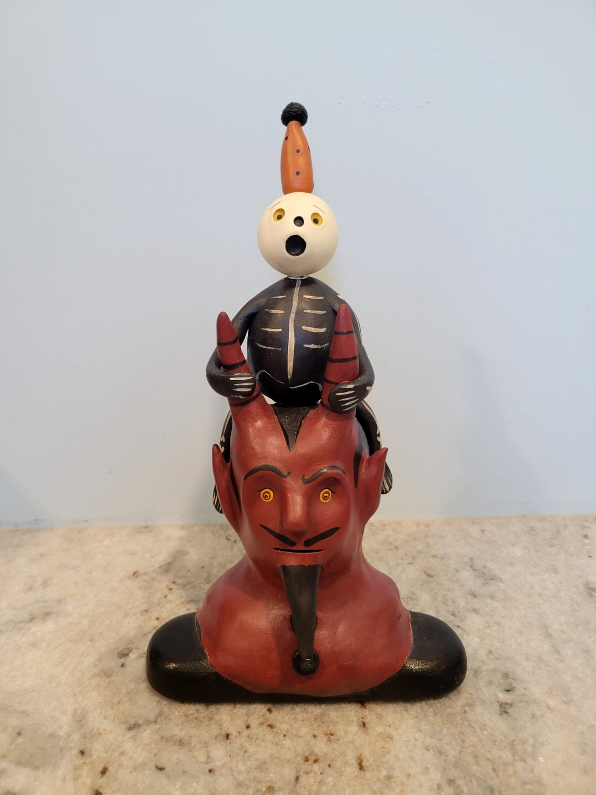 Papier People Originals Halloween Devil head 2009 paper mache folk art sculpture Papier People Originals Halloween Devil head 2009 paper mache folk art sculpture