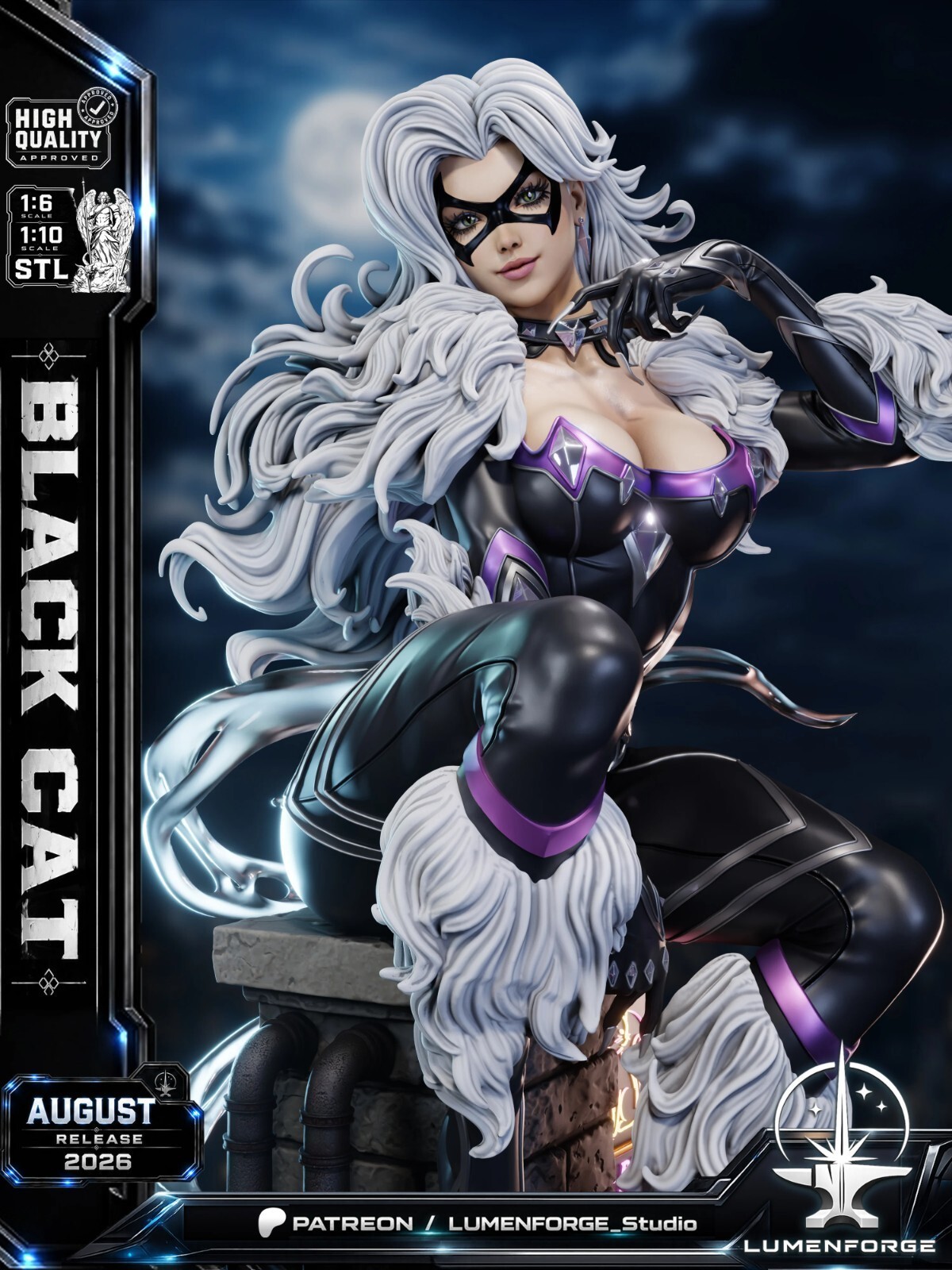 1:8 Black Cat Marvel Fan Art UNPAINTED High Quality Garage Kit