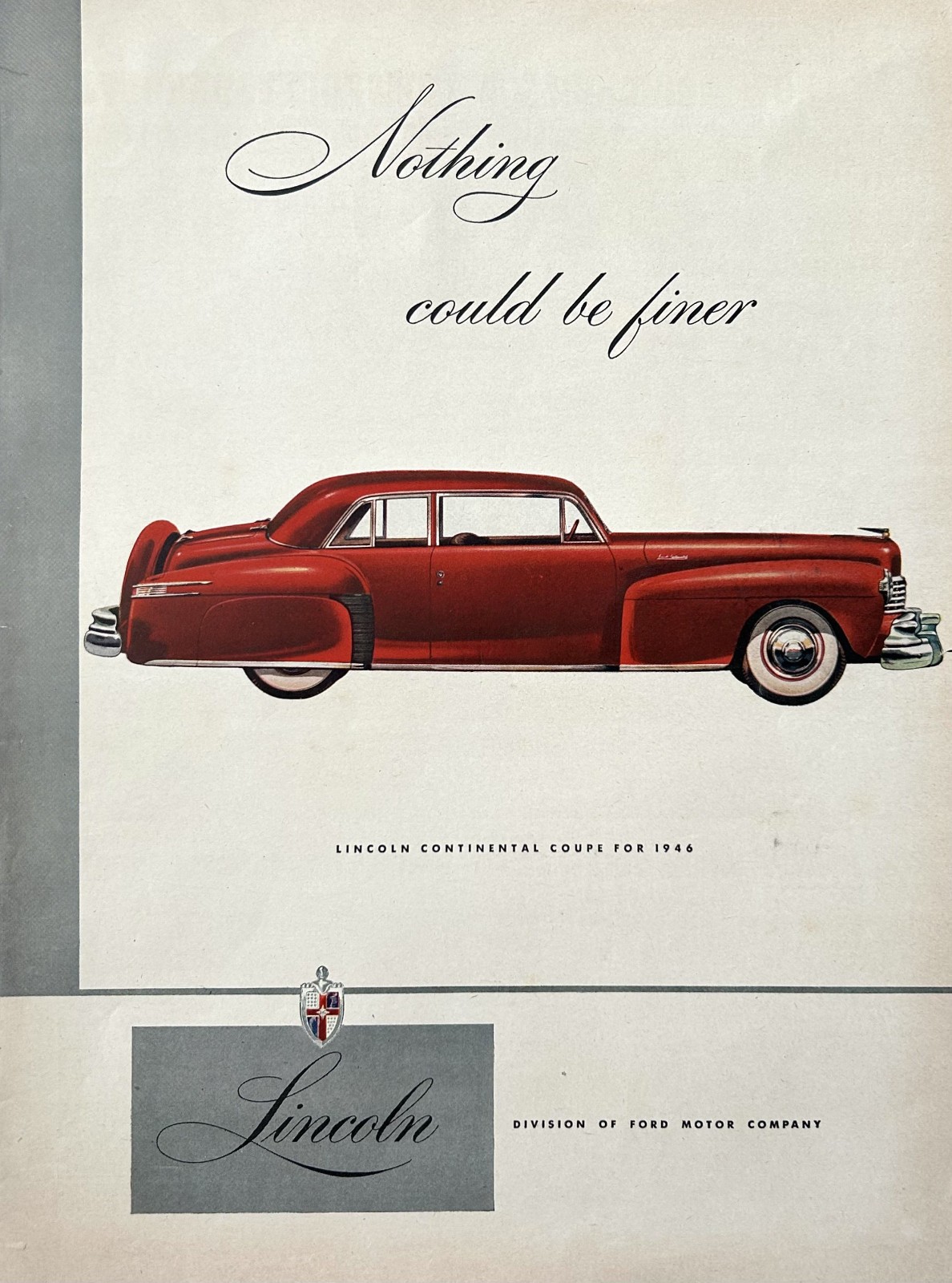 1946 Ad ( 10 1/4 X 13 1/2 inches) Lincoln 1946 Continental Coupe