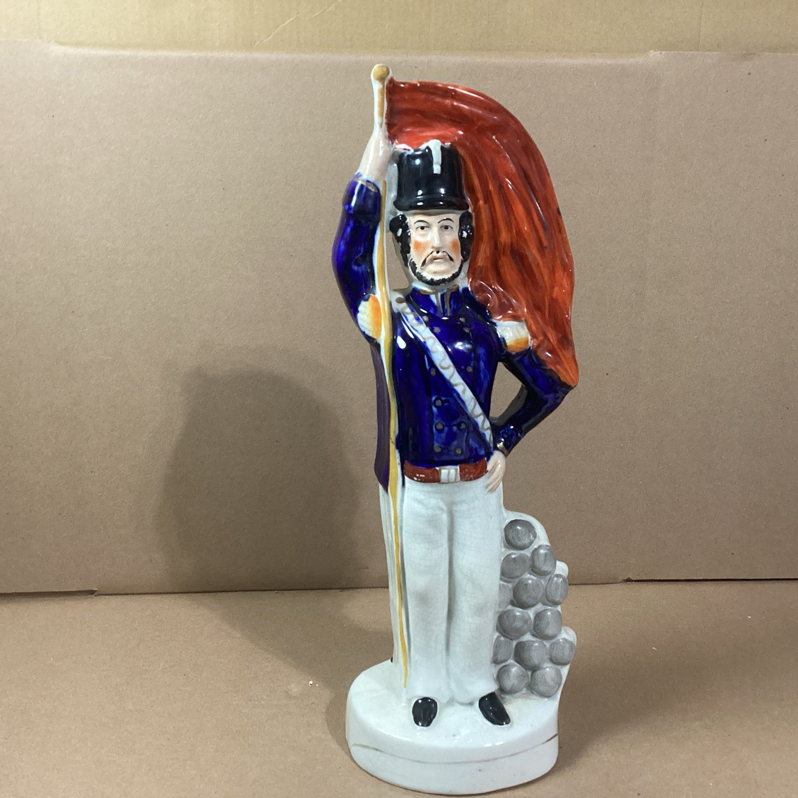 Rare Antique Crimean War TWO SIDED FRENCH ENGLISH SOLDIER Staffordshire Figure