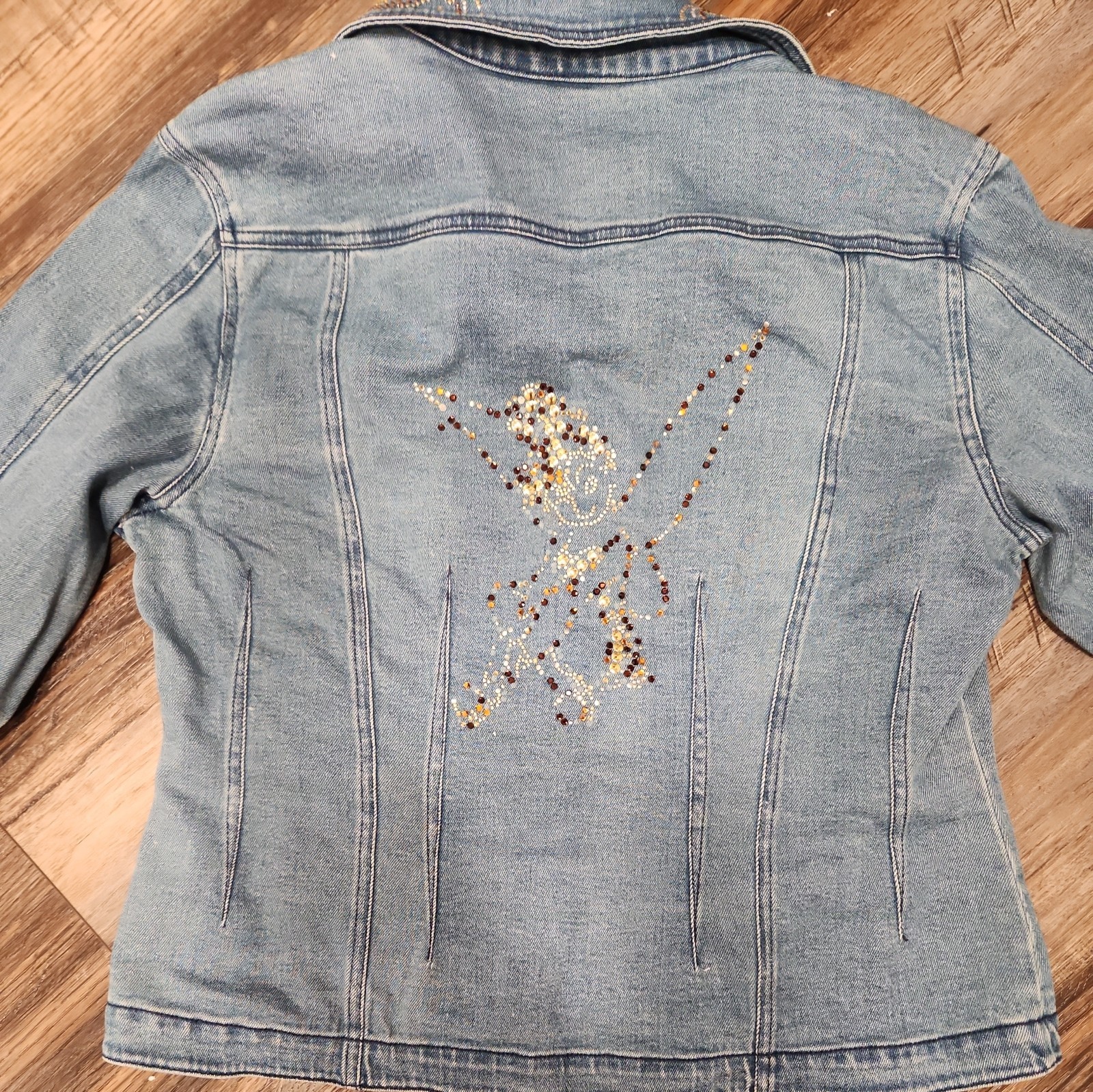 NWT Gorgeous Disney Resort Tinker Bell Jean Jacket Bling Sz M Rhinestone 