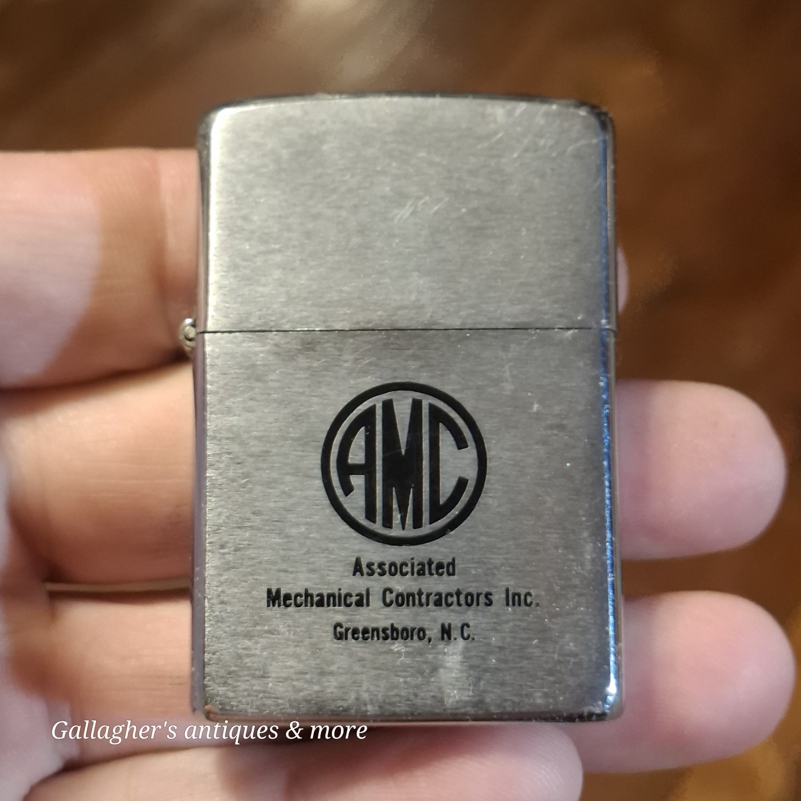 Vintage 1980s Zippo Lighter Associated Mechanical Contractors Greensboro NC AMC Vintage 1980s Zippo Lighter Associated Mechanical Contractors Greensboro NC AMC