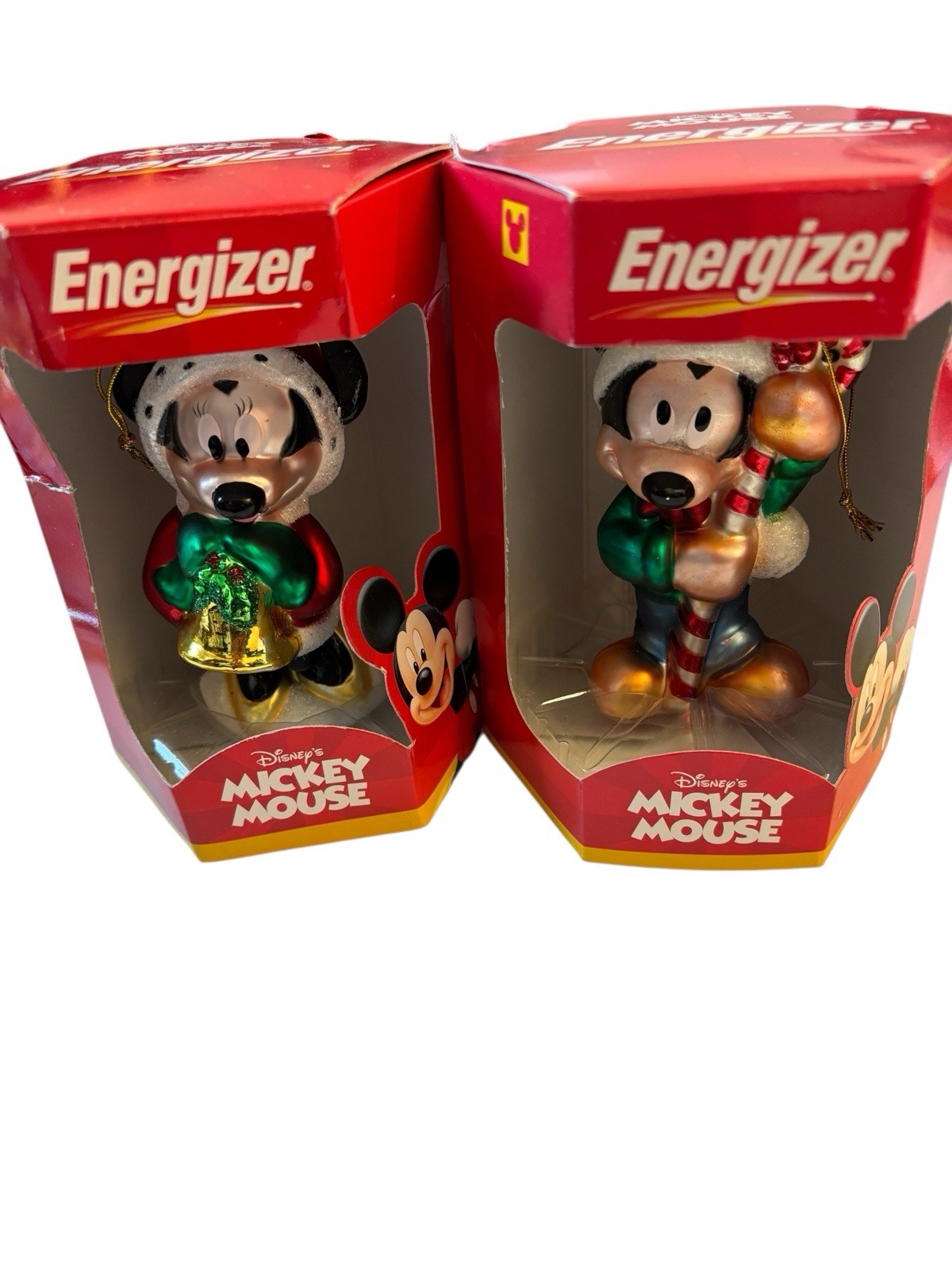 Disney Mickey Mouse & Minnie Mouse European Hand Blown Glass Christmas Ornaments