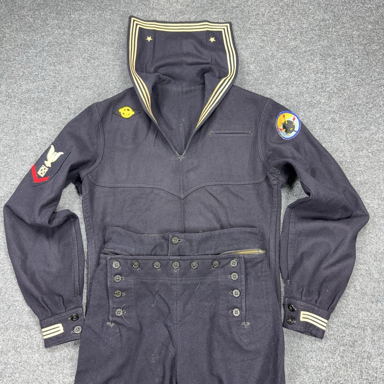 VTG Men's WW2 US Navy Shirt & Pants Crackerjack Wool Uniform Small Minesweeper VTG Men's WW2 US Navy Shirt & Pants Crackerjack Wool Uniform Small Minesweeper