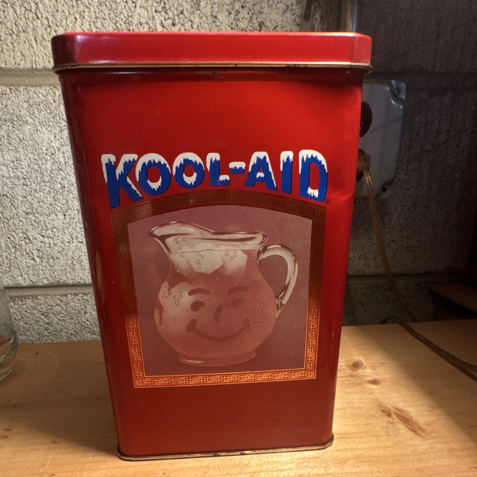 Kool-Aid Vintage Red Metal Tin Can Empty, Collectible Canister Kool-Aid Vintage Red Metal Tin Can Empty, Collectible Canister