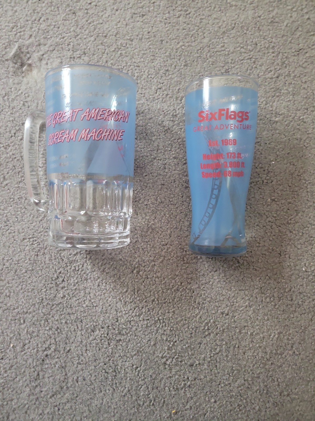 Six Flags Great Adventure Beer Glasses Lot Of 2