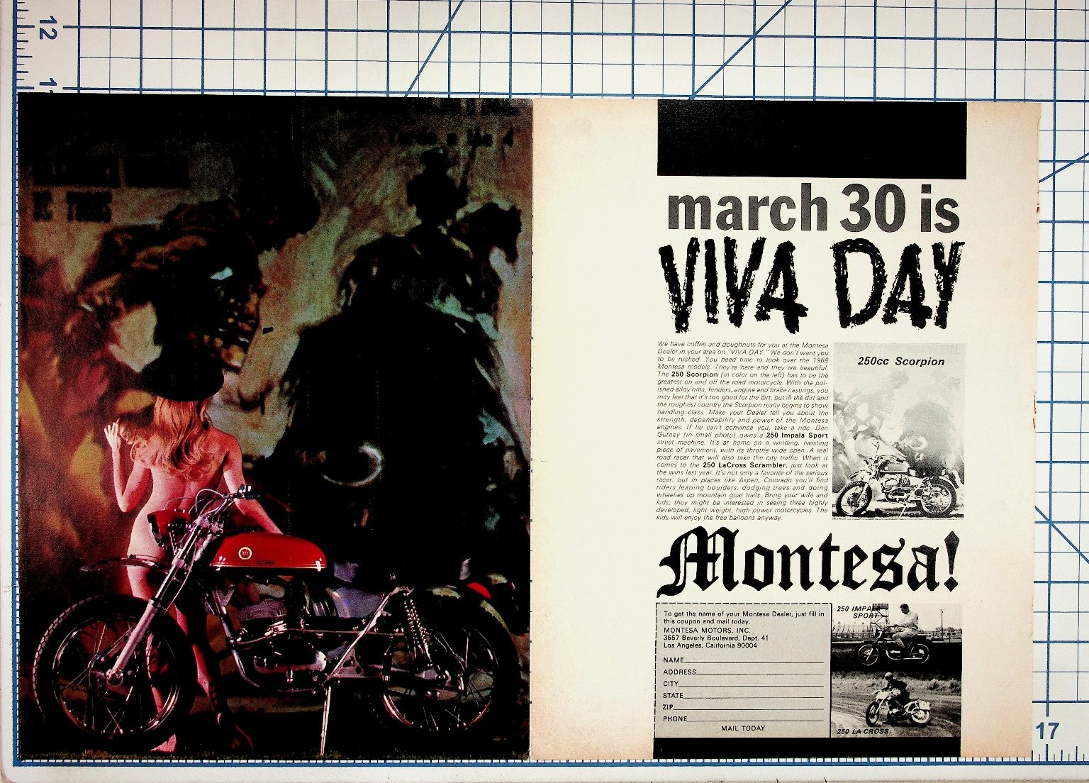 Montesa Motorcycles VIVA DAY Ad 250 Scorpion Impala LaCross Vintage Magazine Montesa Motorcycles VIVA DAY Ad 250 Scorpion Impala LaCross Vintage Magazine