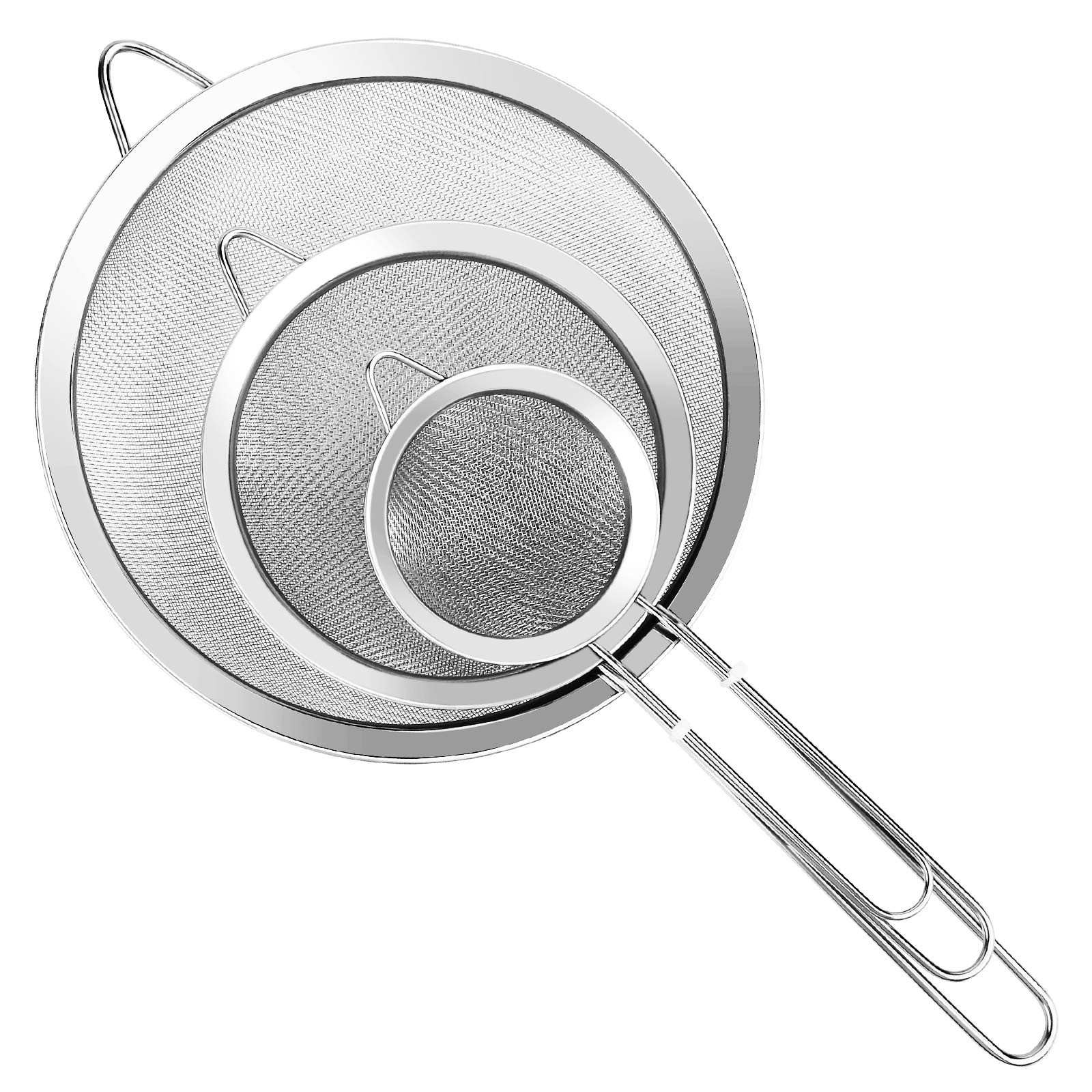 3pcs Super Wire Extra Fine Mesh Strainer With Handle, Small Medium Large Size 3pcs Super Wire Extra Fine Mesh Strainer With Handle, Small Medium Large Size