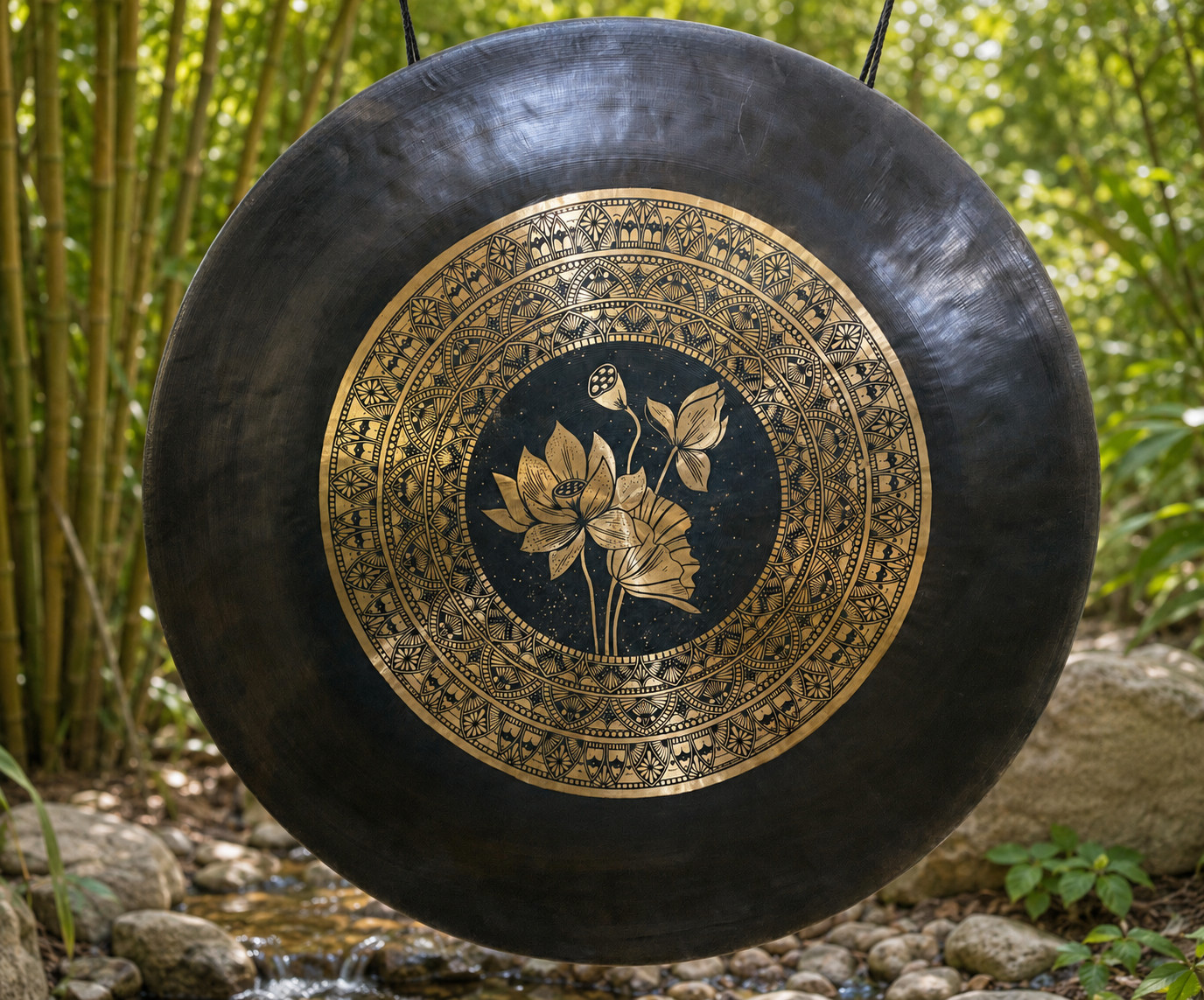 50 CM Lotus Carving Gong - Meditation, Yoga, Reiki & Sound Healing - Mindfulness