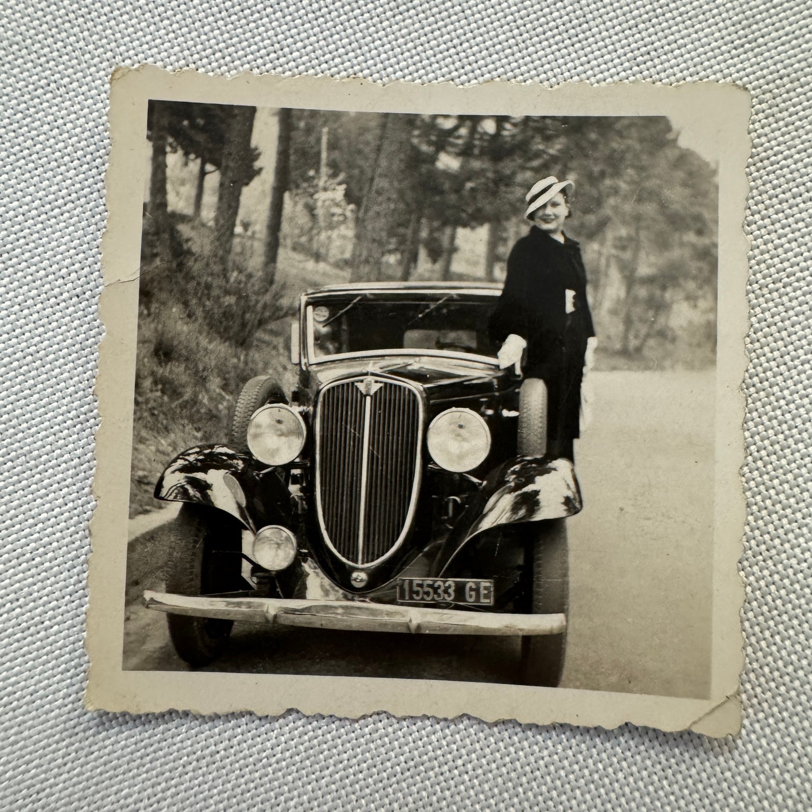 Vintage Photograph Photo Print Stylish Woman with Beautiful Automobile Car
