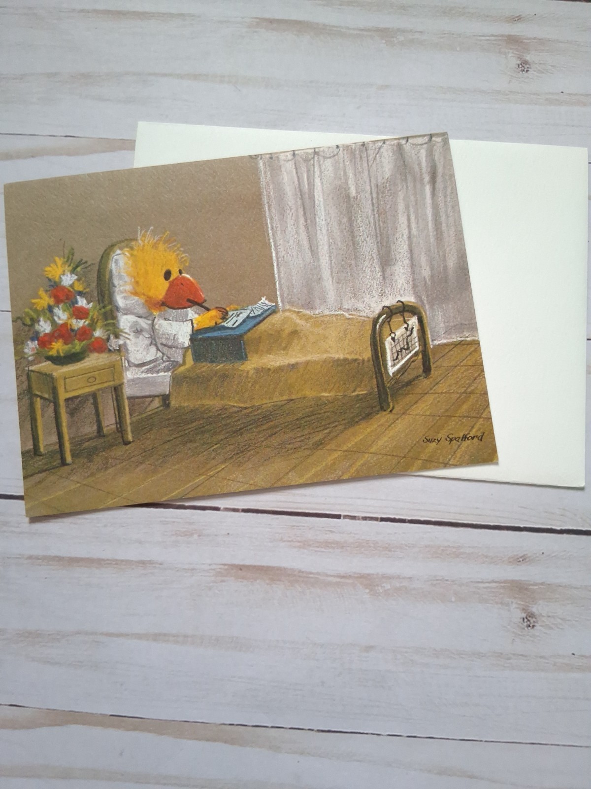Vintage Suzy's Zoo Get Well Card Duck in Bed 1968 6 Vintage Suzy's Zoo Get Well Card Duck in Bed 1968 6