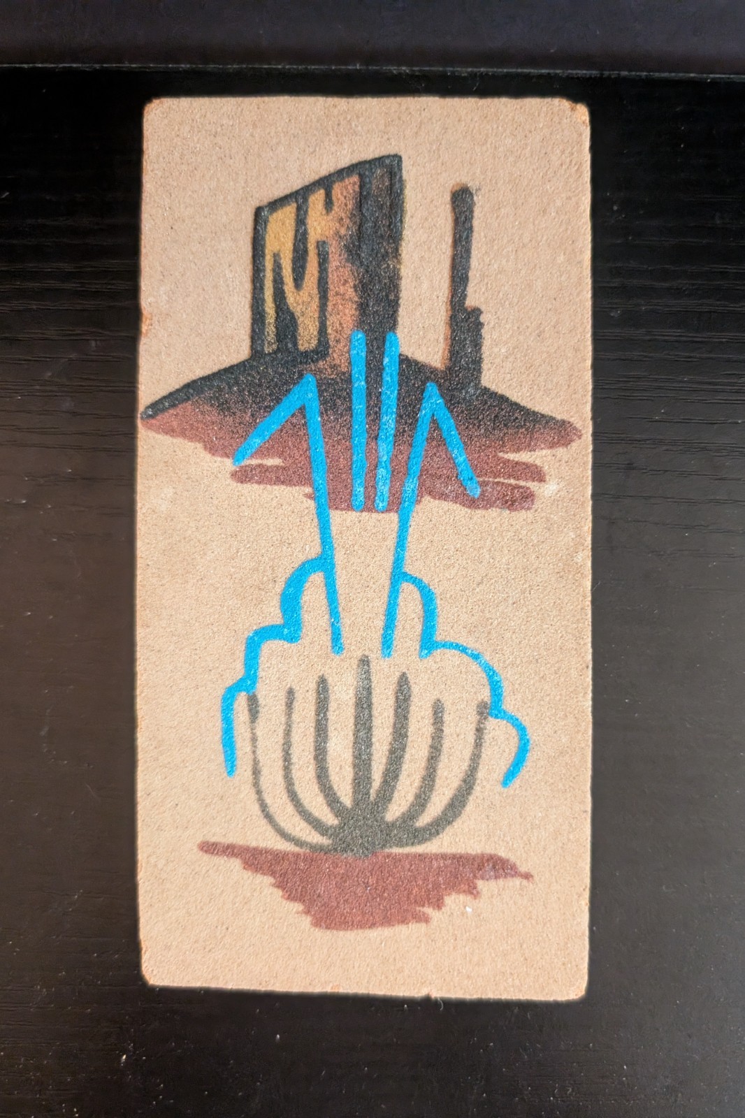 Vtg Navajo Native American Valley Turquoise Sand Art Painting 6