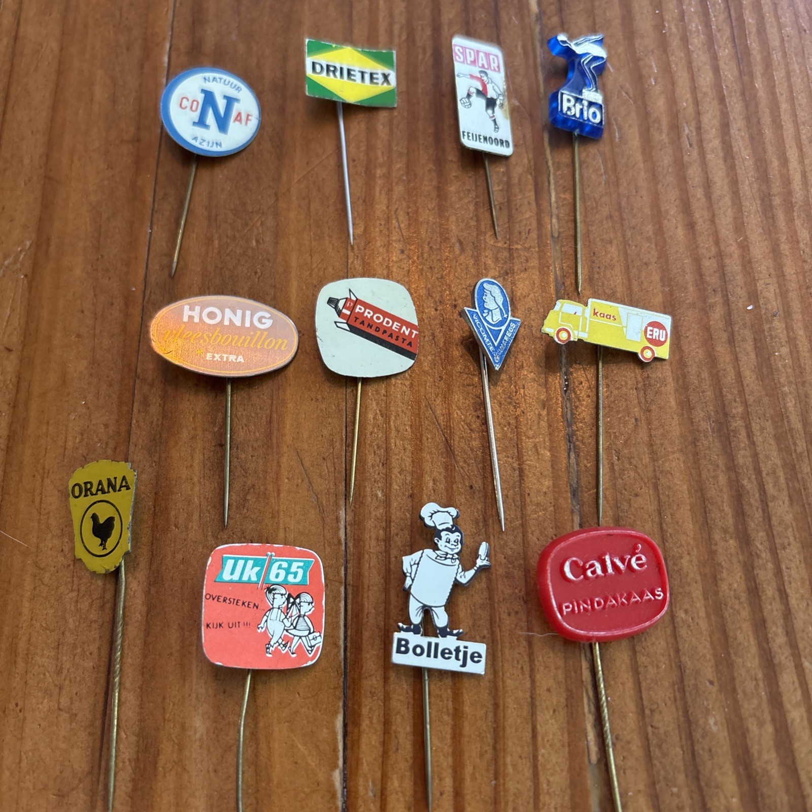 Vtg Dutch Advertising Stick Pins Ads Hat Cap Lapel Lot 12 pcs Pinbacks