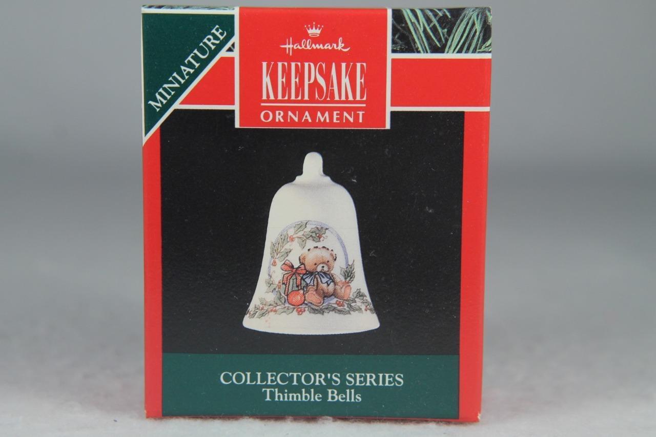 Hallmark '1992 Fine Porcelain Thimble Bell' 3rd In Series Miniature Ornament NIB