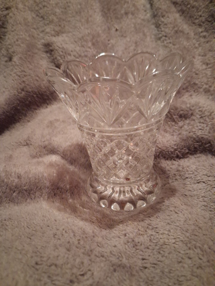 Vintage Crystal Vase Cut Glass Pineapple Fan 5 Vintage Crystal Vase Cut Glass Pineapple Fan 5