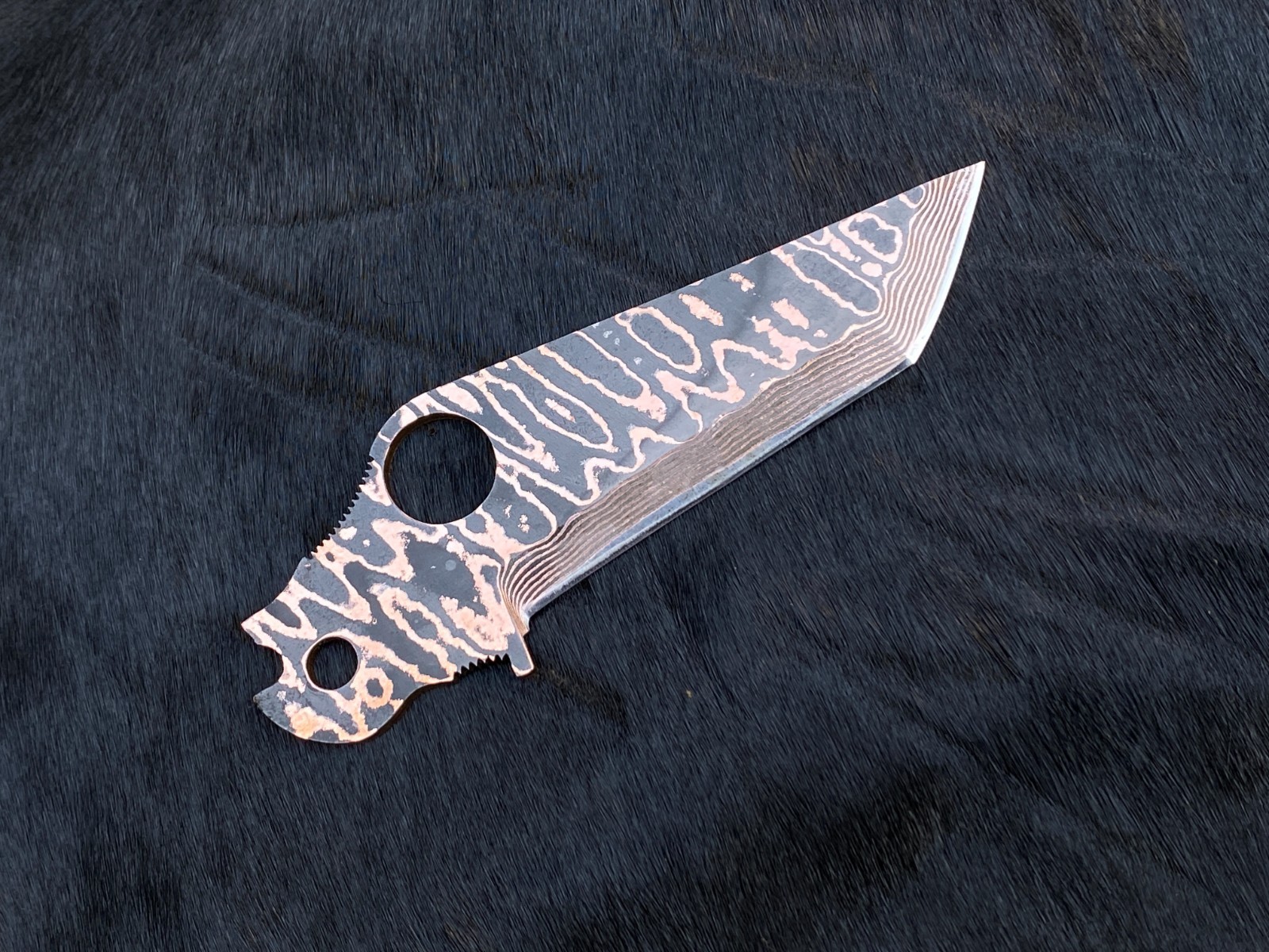 Spyderco Paramilitary 2 Copper Damascus Tanto Blade | Handmade PM2 Replacement