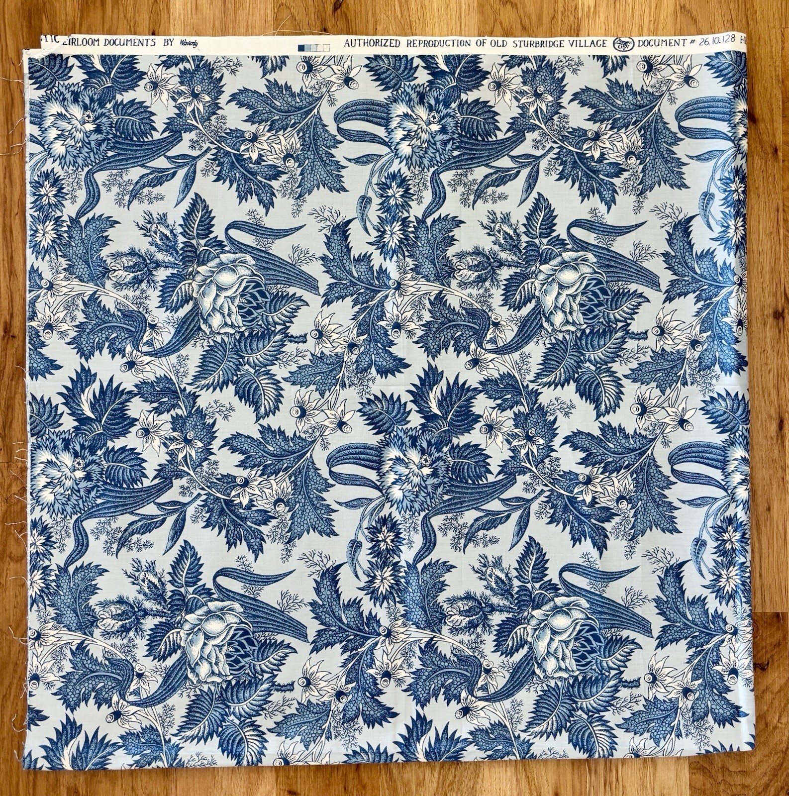 Waverly Richardson Chintz Fabric 1.5 Yds Blue Floral Old Sturbridge Village 54”