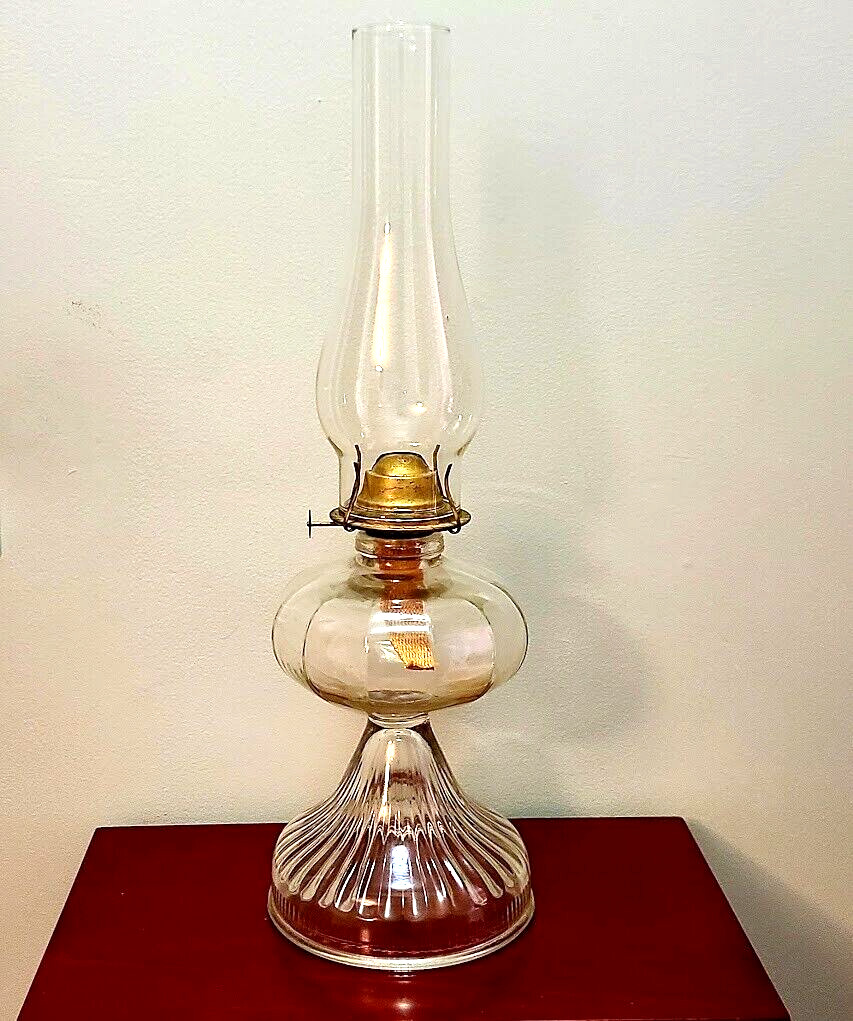 Antique P & A Mfg Eagle Pedestal Hurricane Lamp with Wick and Chimney