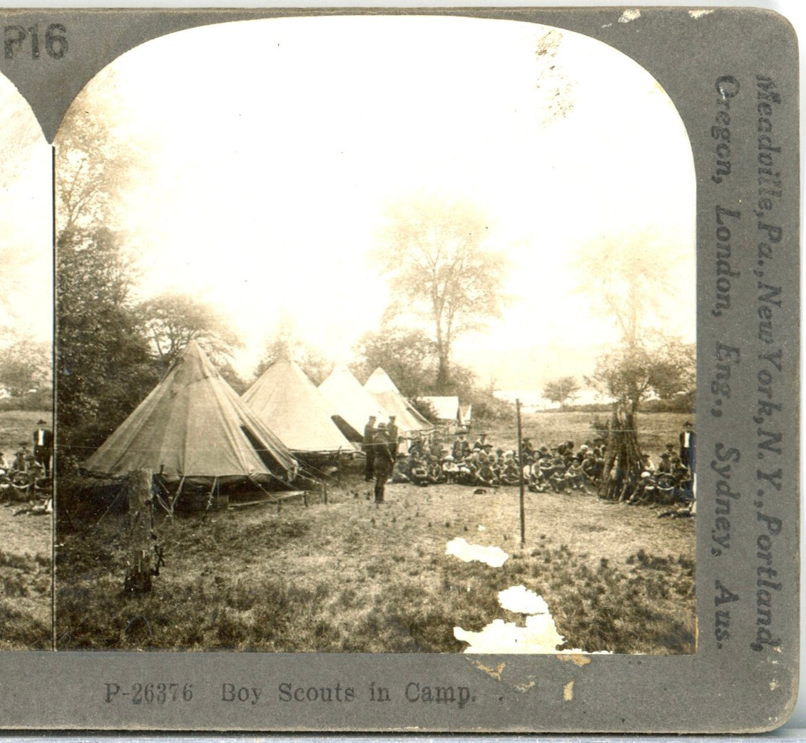 CHILDREN, Boy Scouts in Camp--Keystone Primary Stereoview #16