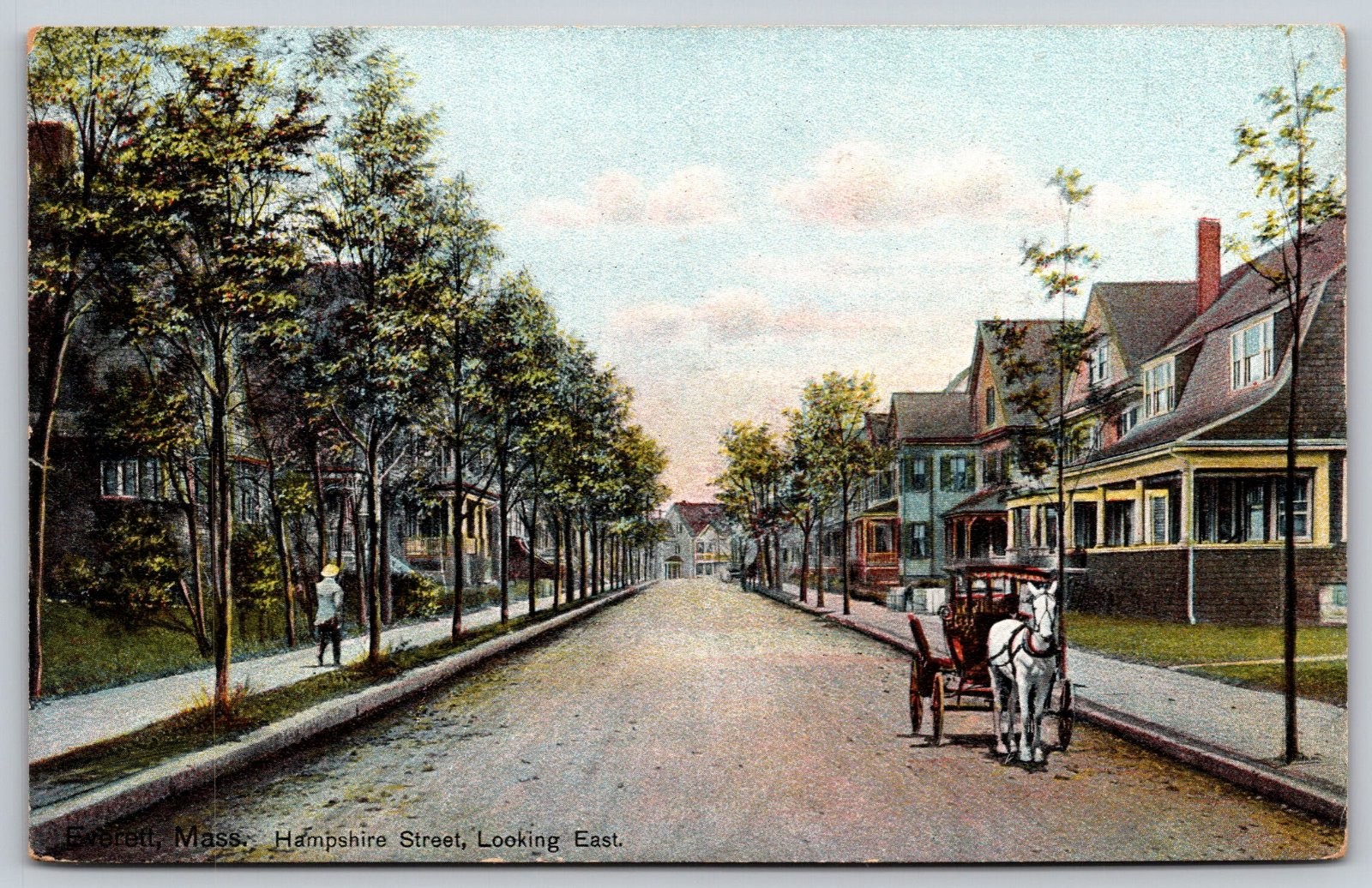 Everett Massachusetts Hampshire Street Horse Drawn Carriage Postcard PC302 Everett Massachusetts Hampshire Street Horse Drawn Carriage Postcard PC302