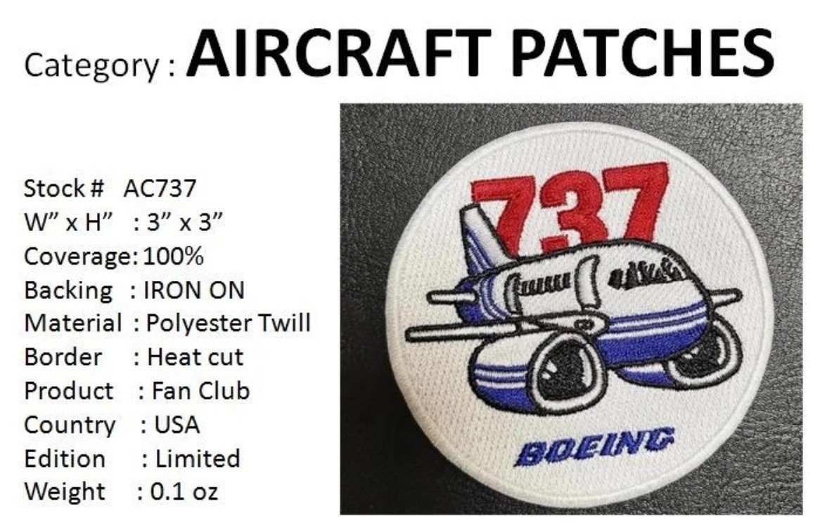 BOEING 737 - 3” Cloth Patch - AC737 BOEING 737 - 3” Cloth Patch - AC737