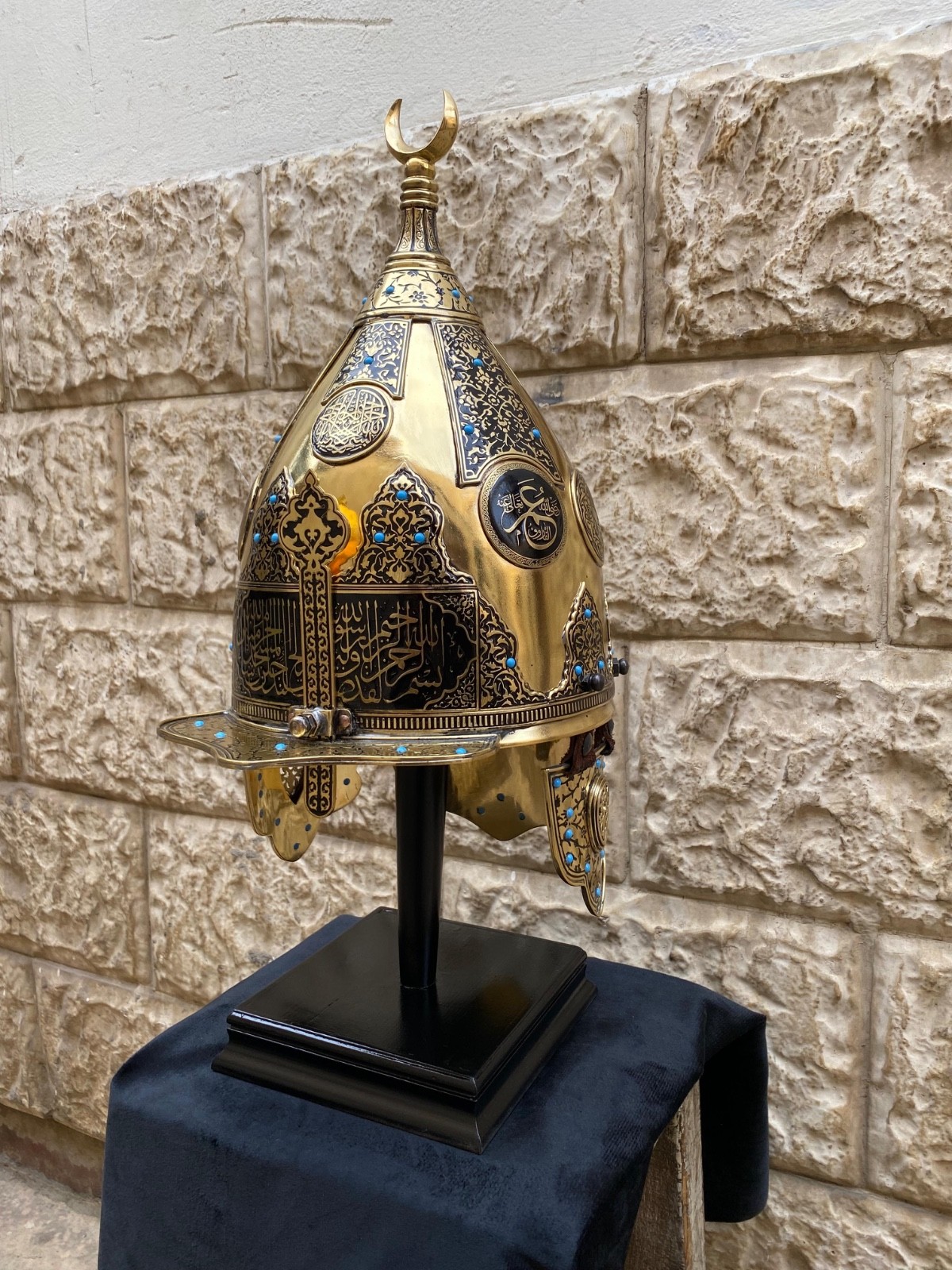 Museum Quality Ottoman Sultan Mehmed II Helmet Islamic Art w/ Stand Museum Quality Ottoman Sultan Mehmed II Helmet Islamic Art w/ Stand