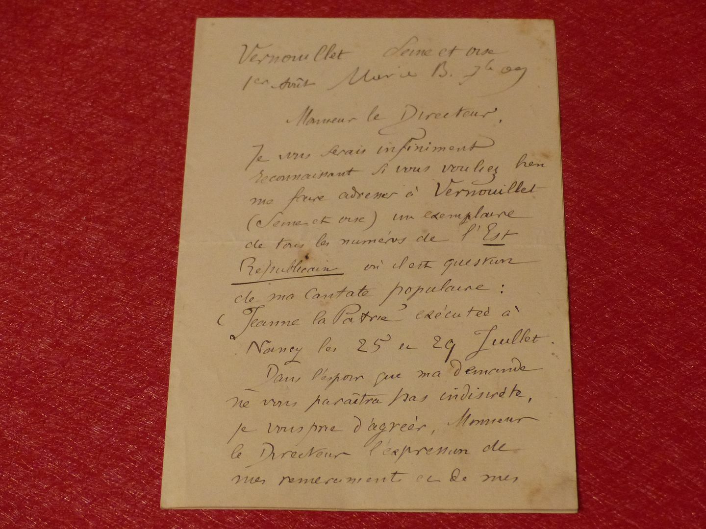Signed Autograph Letter L.-A. Bourgault Ducoudray (Music Composer) 1909