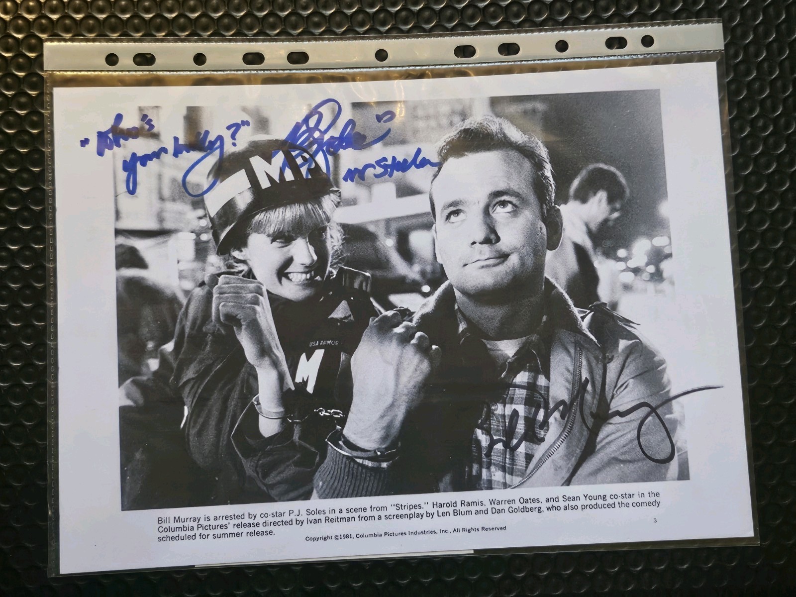 W/COA  ORIGINAL AUTOGRAPHS, BILL MURRAY, PJ SOLES 12x8.5\