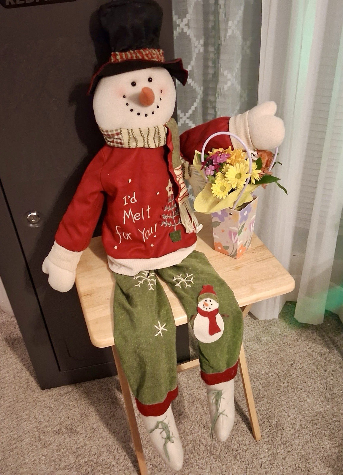 Vintage Large 44” Plush Snowman Doll Country Line Holiday \